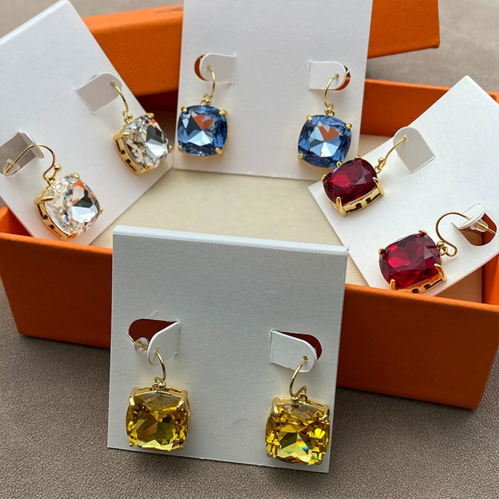 Tory Burch Gold Plated Square Zircon